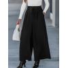 CUPSHE Womens Wide Leg Pants Elastic High Waisted Beach Trousers Cotton Linen Summer Palazzo(Solid Black)