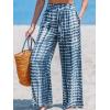 CUPSHE Womens Wide Leg Pants Elastic High Waisted Beach Trousers Cotton Linen Summer Palazzo(Tie Dye Blue)