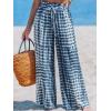 CUPSHE Womens Wide Leg Pants Elastic High Waisted Beach Trousers Cotton Linen Summer Palazzo(Tie Dye Blue)