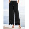 CUPSHE Women’s Wide Leg Pants, Spring Summer High Waist Palazzo Casual Beach Pants with Pockets(Black)