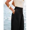 CUPSHE Women’s Wide Leg Pants, Summer Casual High Waist Button Palazzo Beach Pants with Pocket(Black)