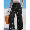 CUPSHE Women’s Wide Leg Pants, Summer Casual High Waist Vacation Palazzo Beach Pants with Pocket(Black)