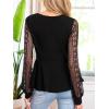 CUPSHE Womens Wrap Tops Eyelet Lace V Neck Long Floral Sleeve Blouse Casual Hollow Out Loose Trendy Dressy(Black)