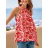 Women’s Floral Top High Neck Boho Sleeveless Shirt Loose Fit Summer Beach Vacation Tank Top(Red)