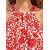 Women’s Floral Top High Neck Boho Sleeveless Shirt Loose Fit Summer Beach Vacation Tank Top(Red)