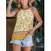 Women’s Floral Top High Neck Boho Sleeveless Shirt Loose Fit Summer Beach Vacation Tank Top(Yellow)