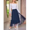 Women’s Long Maxi Tulle Skirts Dressy A-Line Puffy Fairy High Waist Mesh Skirt Party Vacation(Navy Blue)