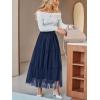 Women’s Long Maxi Tulle Skirts Dressy A-Line Puffy Fairy High Waist Mesh Skirt Party Vacation(Navy Blue)