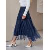 Women’s Long Maxi Tulle Skirts Dressy A-Line Puffy Fairy High Waist Mesh Skirt Party Vacation(Navy Blue)