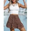 Women’s Mini Skirts Boho Floral High Waist Ruffle Tiered Chiffon Flowy A-Line Beach Casual Cute Short Skirt(Brown)