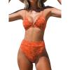 CUPSHE Bikini Set for Women Bathing Suit High Waisted Scalloped V Neck Two Pieces Swimsuit(Coral Orange)