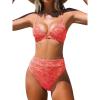 CUPSHE Bikini Set for Women Bathing Suit High Waisted Scalloped V Neck Two Pieces Swimsuit(Coral Pink)