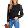 CUPSHE Faux Leather Tops for Women Long Sleeve Mock Neck Blouse Fall Fashion 2025(Black)