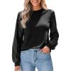 CUPSHE Faux Leather Tops for Women Long Sleeve Mock Neck Blouse Fall Fashion 2025(Black-2)