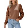 CUPSHE Faux Leather Tops for Women Long Sleeve Mock Neck Blouse Fall Fashion 2025(Brown)