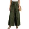 CUPSHE Palazzo Pants for Women Smocked Waist Boho Western Flowy Wide Leg Pant(2-green)