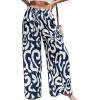 CUPSHE Palazzo Pants for Women Smocked Waist Boho Western Flowy Wide Leg Pant(Abstract Blue)