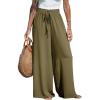 CUPSHE Palazzo Pants for Women Smocked Waist Boho Western Flowy Wide Leg Pant(Army Green)
