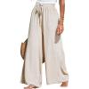 CUPSHE Palazzo Pants for Women Smocked Waist Boho Western Flowy Wide Leg Pant(Beige)