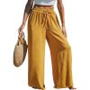 CUPSHE Palazzo Pants for Women Smocked Waist Boho Western Flowy Wide Leg Pant(Yellow Mustard)