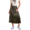 CUPSHE Skirts Women Leopard Print Elasticized Waist Midi Skirt Casual Vacation(Green)