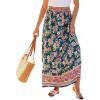 CUPSHE Summer Maxi Skirt for Women 2026 Boho Floral Beach Long Skirt Flowy Casual Vacation(Navy Blue)