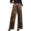 CUPSHE Velvet Pants for Women Wide Leg Dressy Velour Palazzo Work Pants with Pockets(Brown)