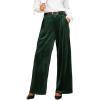 CUPSHE Velvet Pants for Women Wide Leg Dressy Velour Palazzo Work Pants with Pockets(Green)