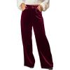 CUPSHE Velvet Pants for Women Wide Leg Dressy Velour Palazzo Work Pants with Pockets(Red)