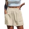 CUPSHE Women High Waisted Straight Leg Summer Elastic Casual Lightweight Walking Shorts with Pocket(Apricot)