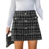 CUPSHE Women Mini Plaid Skirts Tweed High Waist Bodycon Pencil Hem Fall Winter Dressy Outfits Shorts(Black)