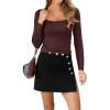 CUPSHE Women Mini Plaid Skirts Tweed High Waist Bodycon Pencil Hem Fall Winter Dressy Outfits Shorts(Black Button)