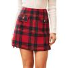 CUPSHE Women Mini Plaid Skirts Tweed High Waist Bodycon Pencil Hem Fall Winter Dressy Outfits Shorts(Red Black)