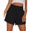 CUPSHE Women Pants Smocked Paperbag Waist Shorts Loose Fit Pant Wide Leg Casual Beach(Black)