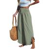 CUPSHE Women Pants Smocked Waist Straight Leg Ruffle Cuffs Loose Fit Pant Casual Beach(Green)