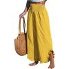 CUPSHE Women Pants Smocked Waist Straight Leg Ruffle Cuffs Loose Fit Pant Casual Beach(Yellow)