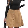 CUPSHE Women Skirt Buttons Pocket Mini Skirts High Waist Petal Hem A-line Casual Fall Winter Vacation(Camel Brown)