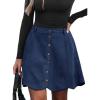 CUPSHE Women Skirt Buttons Pocket Mini Skirts High Waist Petal Hem A-line Casual Fall Winter Vacation(Navy Blue)