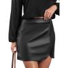 CUPSHE Women Skirts Women Faux Leather Mini Skirt High Waist Bodycon Wrap Notched Hem Casua Party(Black)