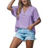 CUPSHE Women Summer Tops 2026 Short Cap Sleeve Button Down Tee Shirt V Neck Casual Fashion Tunics Trendy Flowy(Purple)