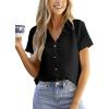 CUPSHE Women Summer Tops Short Sleeve Dressy Casual Business Work Blouses Office Shirts(Black)