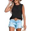 CUPSHE Women Tops Sleeveless Tank Cutout Blouse Crew Neck Shirt Lace Tee Summer Casual Dressy(Black)