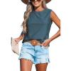 CUPSHE Women Tops Sleeveless Tank Cutout Blouse Crew Neck Shirt Lace Tee Summer Casual Dressy(Blue)