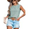 CUPSHE Women Tops Sleeveless Tank Cutout Blouse Crew Neck Shirt Lace Tee Summer Casual Dressy(Green)
