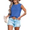CUPSHE Women Tops Sleeveless Tank Cutout Blouse Crew Neck Shirt Lace Tee Summer Casual Dressy(Royal Blue)