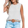 CUPSHE Women Tops Sleeveless Tank Cutout Blouse Crew Neck Shirt Lace Tee Summer Casual Dressy(White)