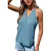 CUPSHE Women Tops Sleeveless V Neck Shirt Lace Tee Solid Casual Summer(Light Blue)
