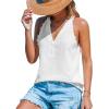 CUPSHE Women Tops Sleeveless V Neck Shirt Lace Tee Solid Casual Summer(White)