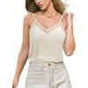 CUPSHE Women Velvet Tank Tops Adjustable Sleeveless Cami Tops Going Out Camisole Shirts(Beige)