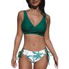 CUPSHE Women’s Bikini Swimsuit Front Cross Lace Up Two Piece Bathing Suit(Emerald Green/Leaf)